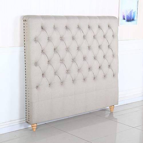 Bed Head Queen Size French Provincial Headboard Upholsterd Fabric Beige - Newstart Furniture