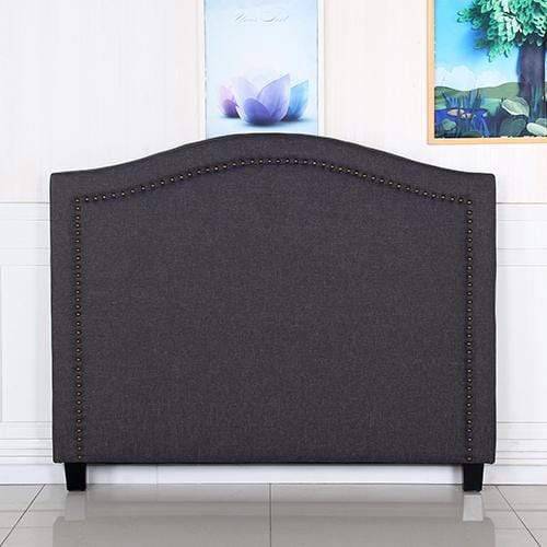 Bed Head Queen Size Charcoal Headboard with Curved Design Upholstery Linen Fabric - Newstart Furniture