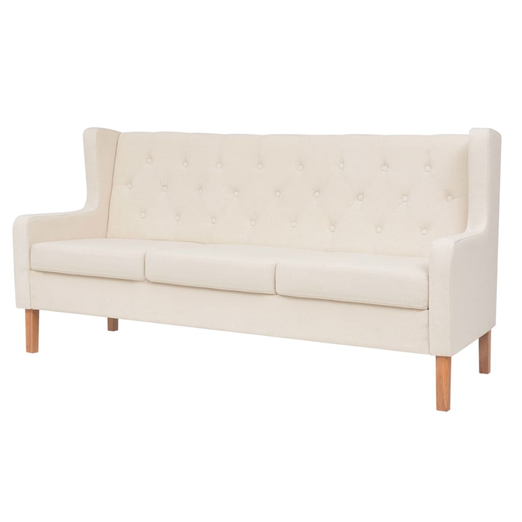 3-Seater Sofa Fabric Cream White - Newstart Furniture