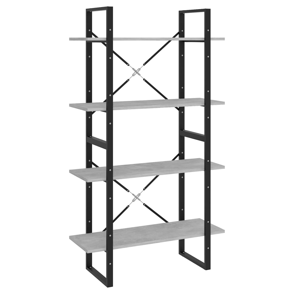 4-Tier Book Cabinet Concrete Grey 80x30x140 cm Engineered Wood - Newstart Furniture