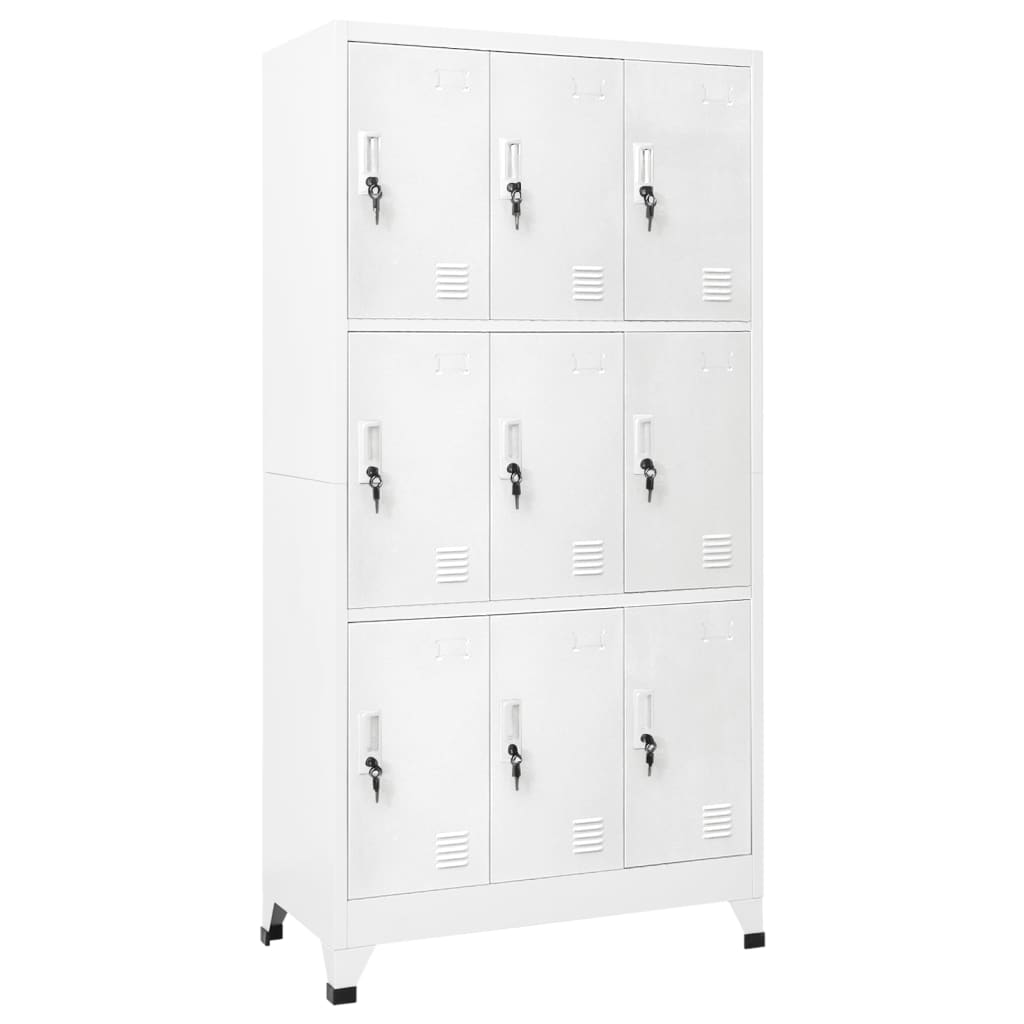 Locker Cabinet with 9 Compartments Steel 90x45x180 cm Grey - Newstart Furniture