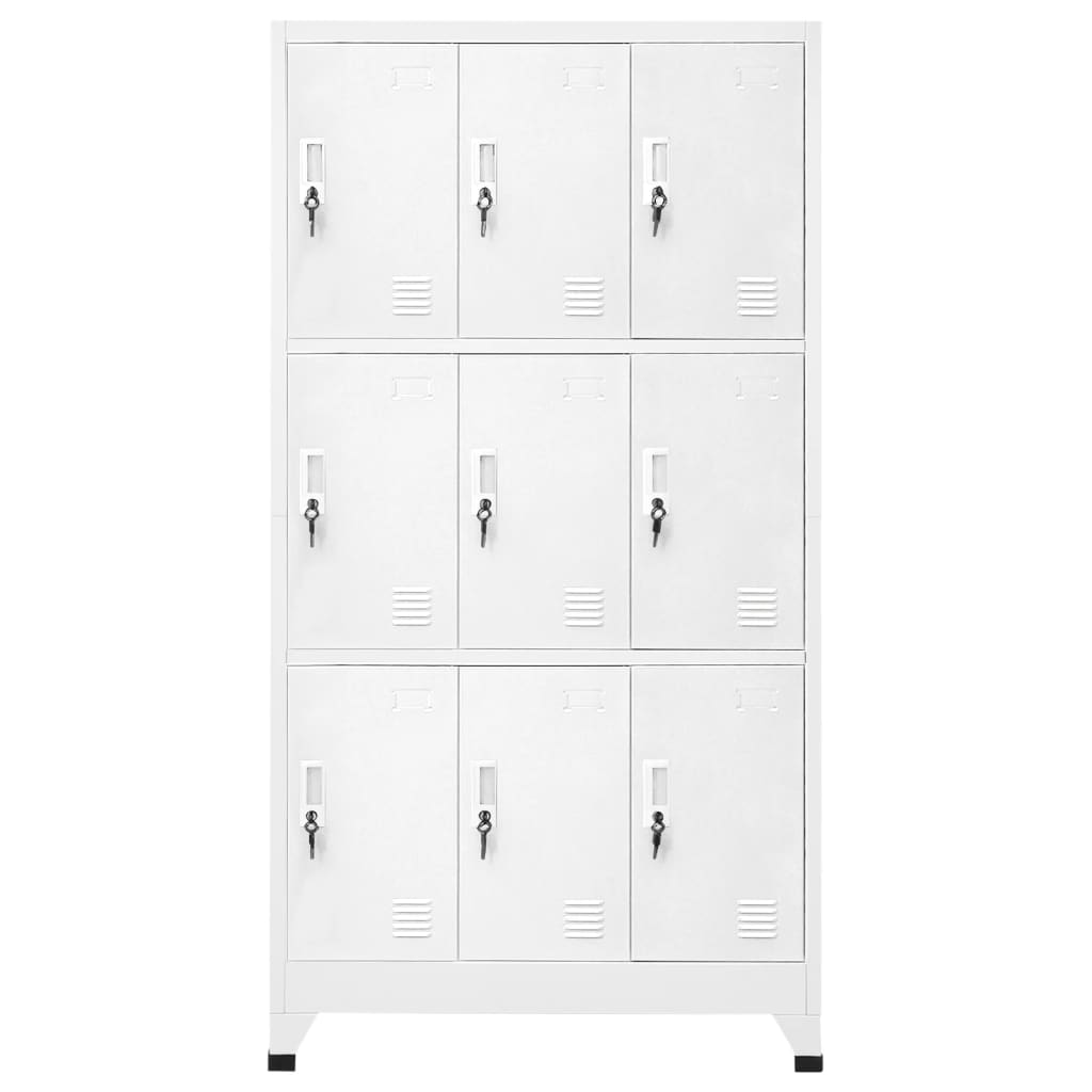 Locker Cabinet with 9 Compartments Steel 90x45x180 cm Grey - Newstart Furniture