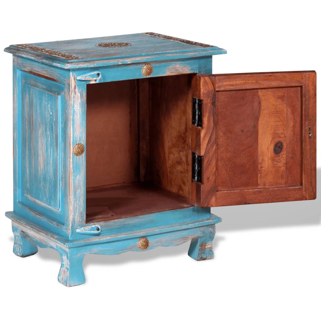 Nightstand Solid Mango Wood Blue - Newstart Furniture