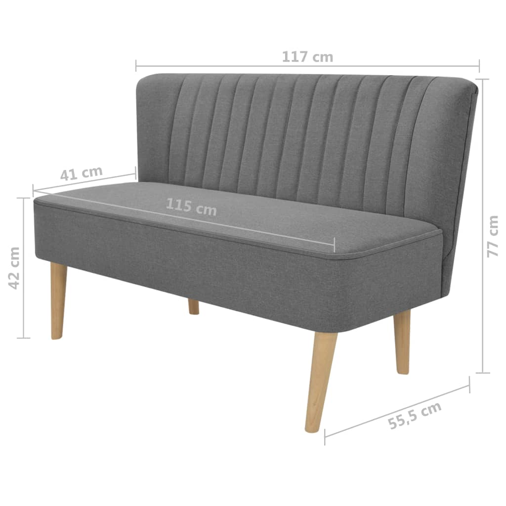 Sofa Fabric 117x55.5x77 cm Light Grey - Newstart Furniture