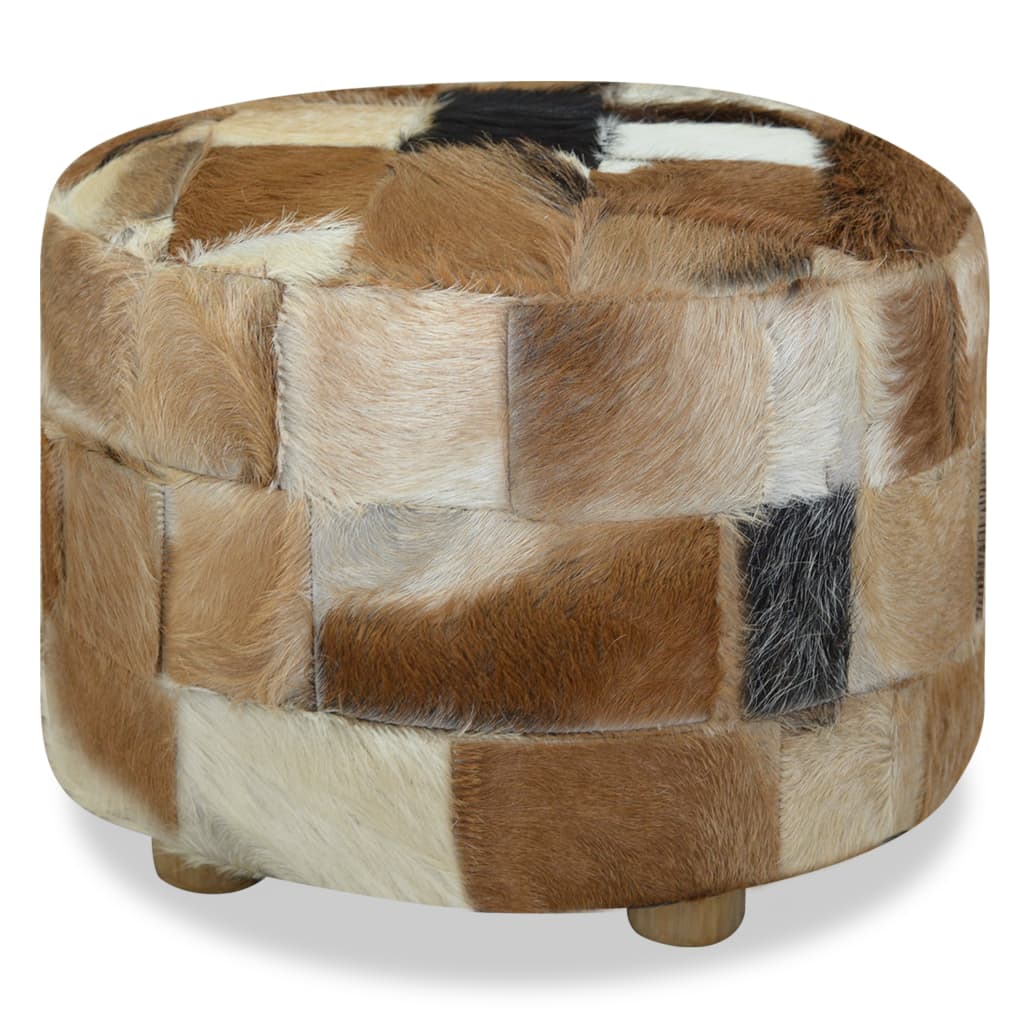 Pouffe Genuine Leather Round 50x50x45 cm - Newstart Furniture