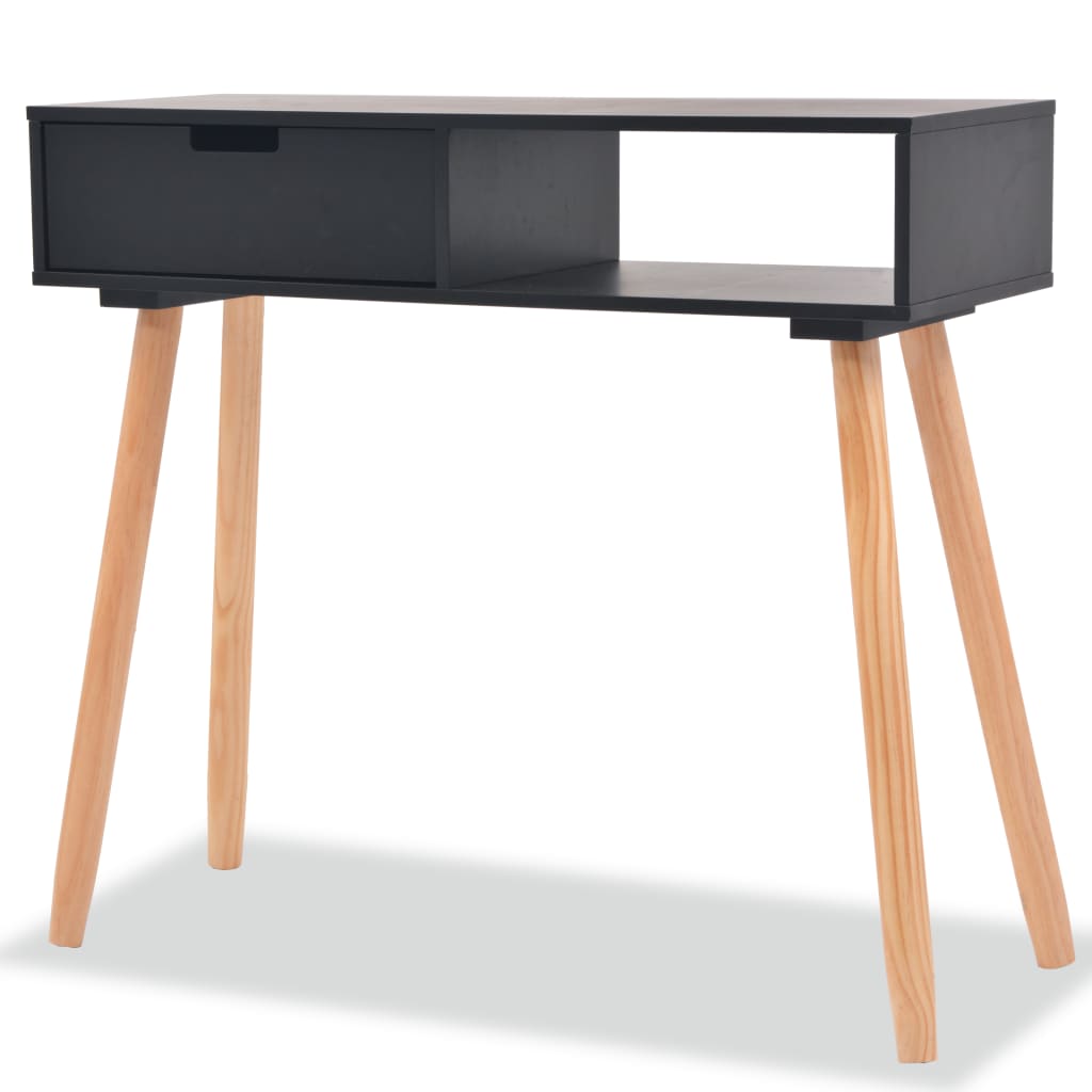 Console Table Solid Pinewood 80x30x72 cm Black - Newstart Furniture