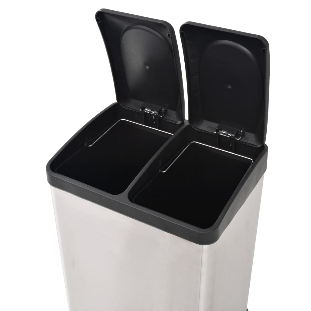 Recycling Pedal Bin Garbage Trash Bin Stainless Steel 36 L - Newstart Furniture