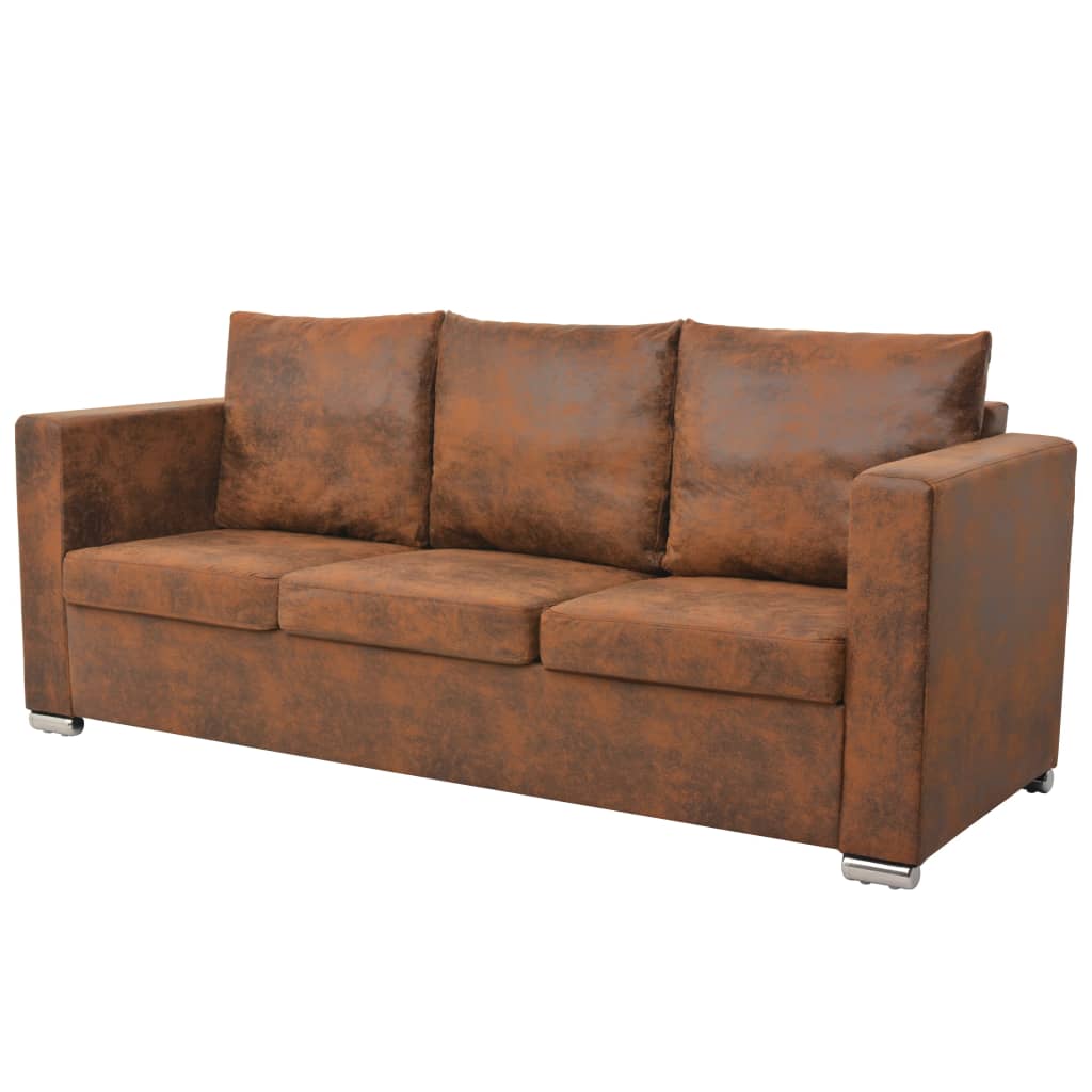 Sofa Set 2 Pieces Artificial Suede Leather - Newstart Furniture
