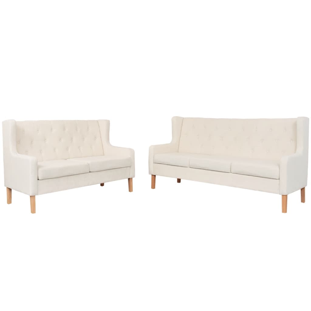 Sofa Set 2 Pieces Fabric Cream White - Newstart Furniture