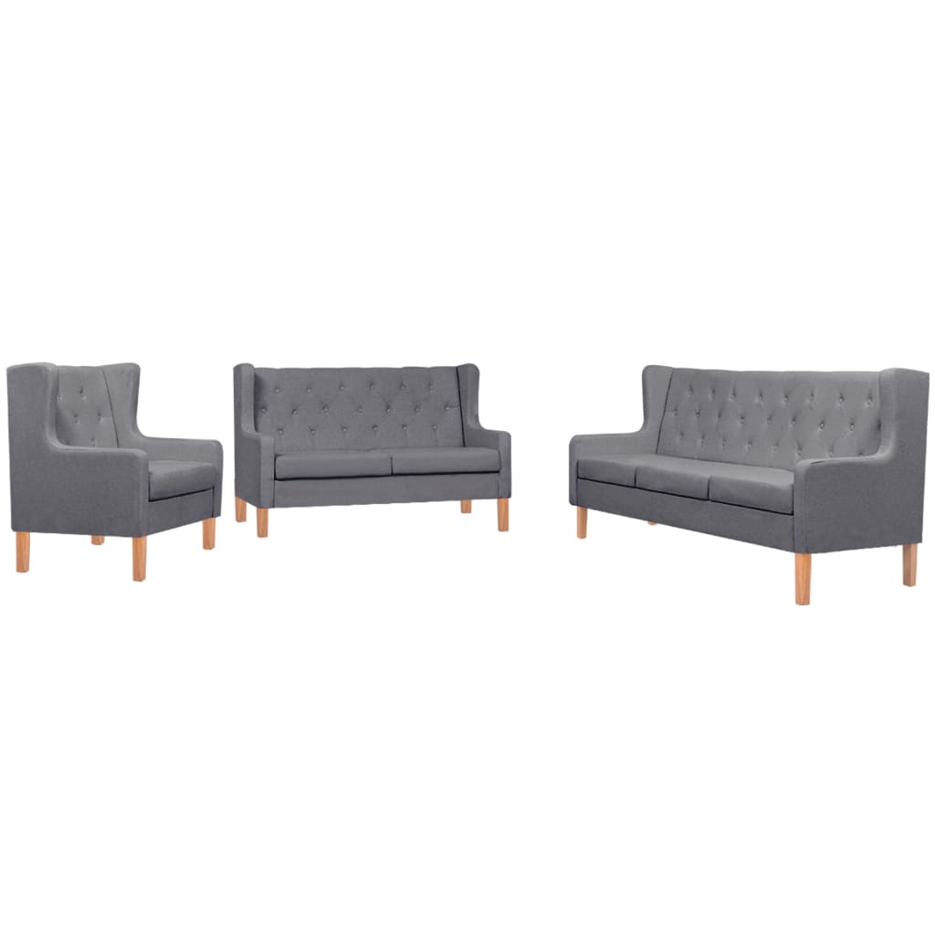 Sofa Set 3 Pieces Fabric Grey - Newstart Furniture
