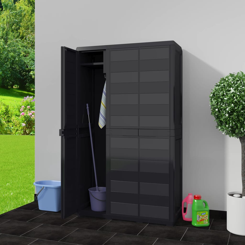 Garden Storage Cabinet with 4 Shelves Black - Newstart Furniture