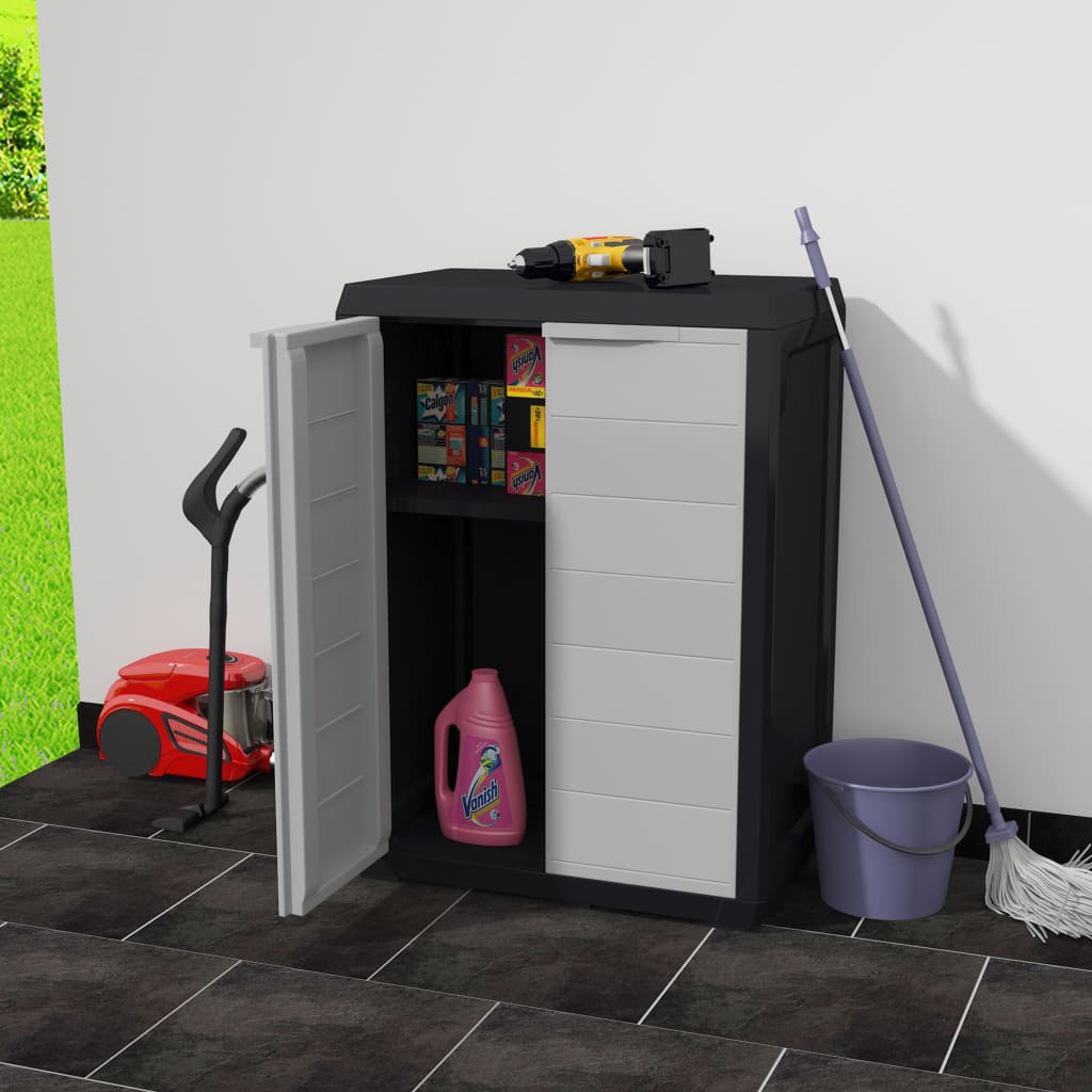 Garden Storage Cabinet with 1 Shelf Black and Grey - Newstart Furniture