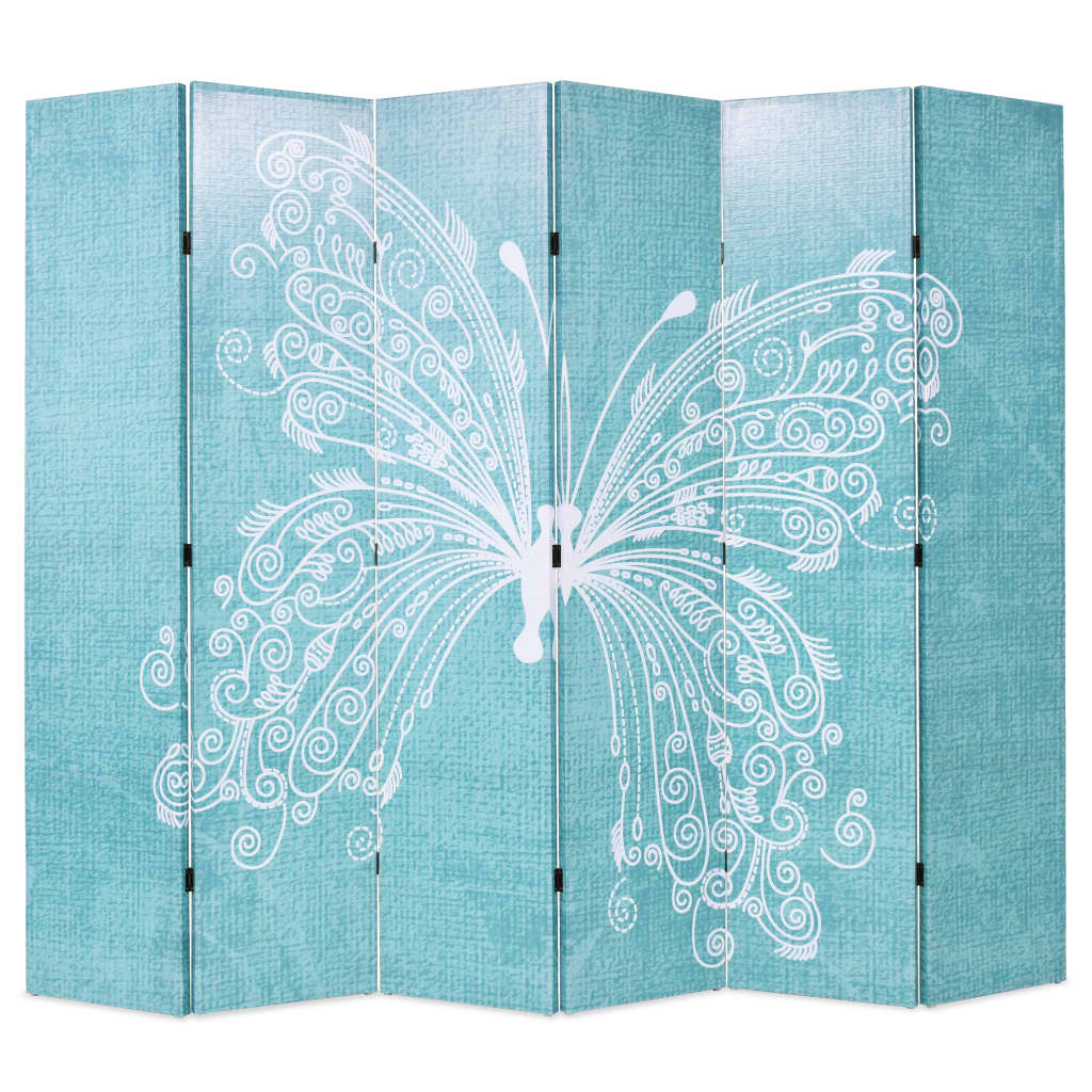 Folding Room Divider 228x180 cm Butterfly Blue - Newstart Furniture