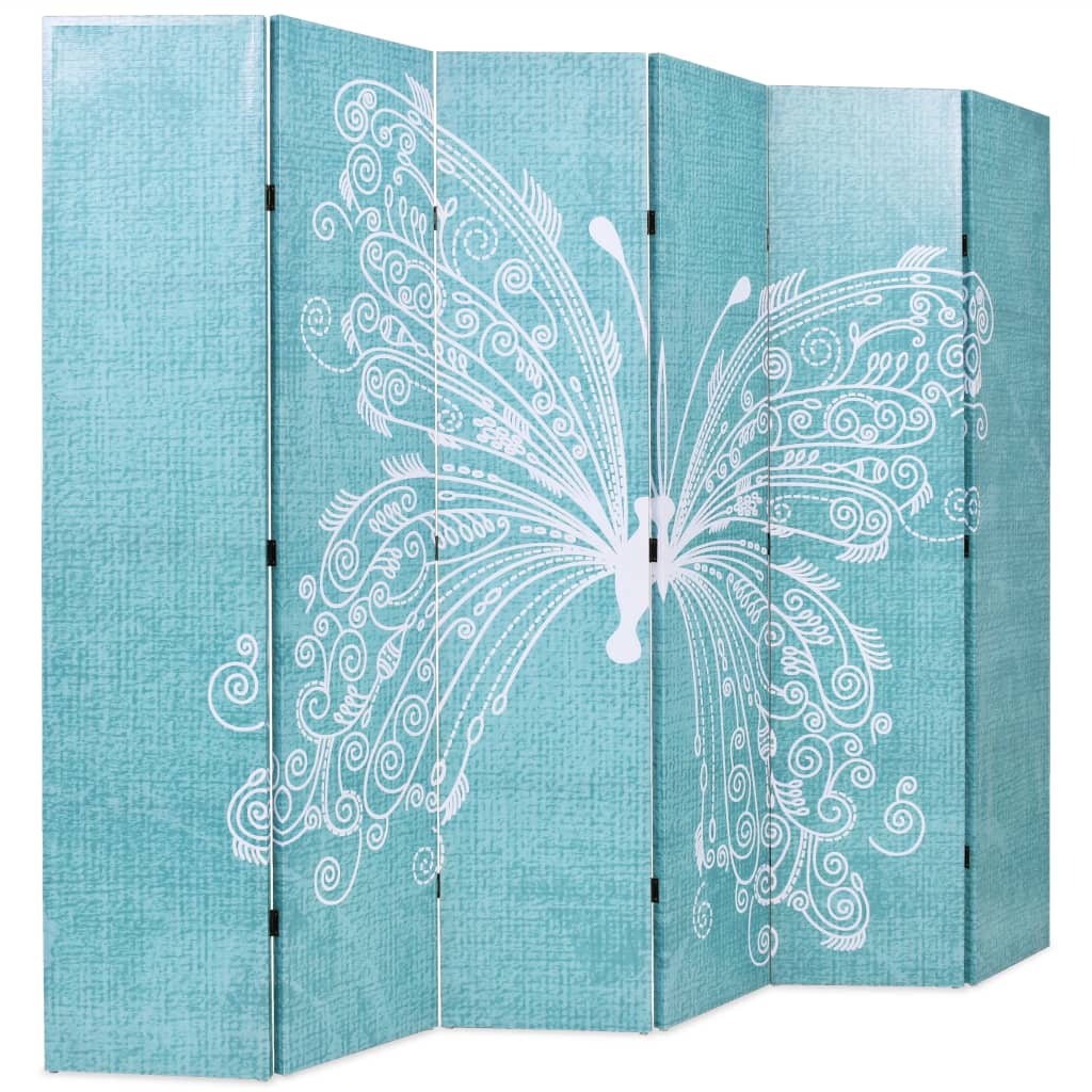 Folding Room Divider 228x180 cm Butterfly Blue - Newstart Furniture