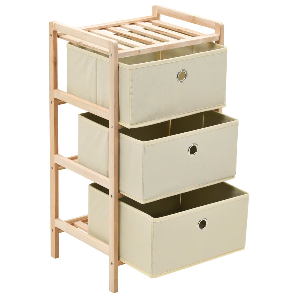 Storage Rack with 3 Fabric Baskets Cedar Wood Beige - Newstart Furniture