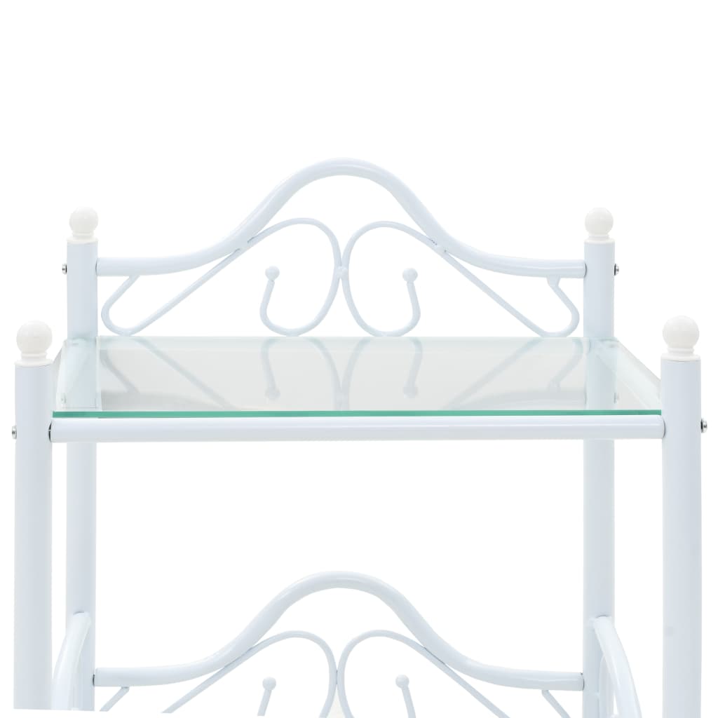 Bedside Tables 2 pcs Steel and Tempered Glass 45x30.5x60 cm White - Newstart Furniture