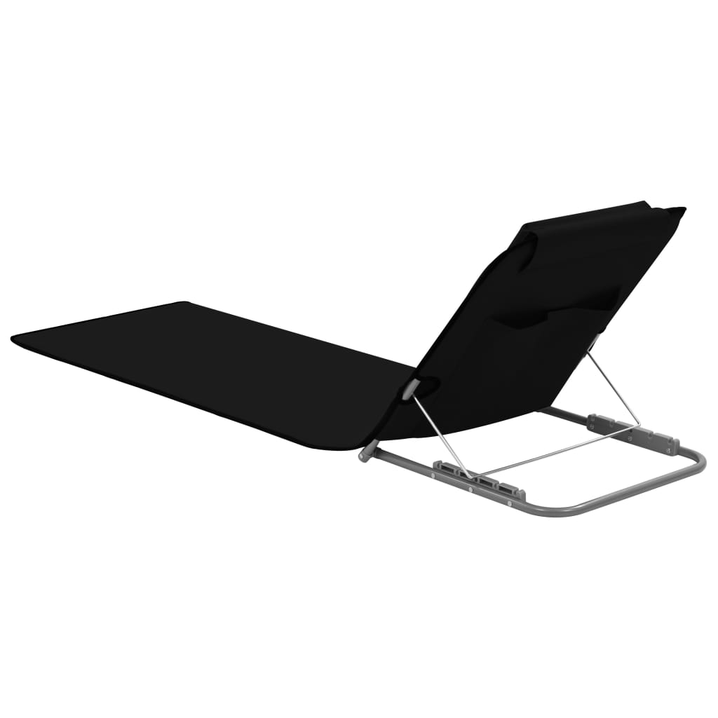 Folding Beach Mats 2 pcs Steel and Fabric Black - Newstart Furniture