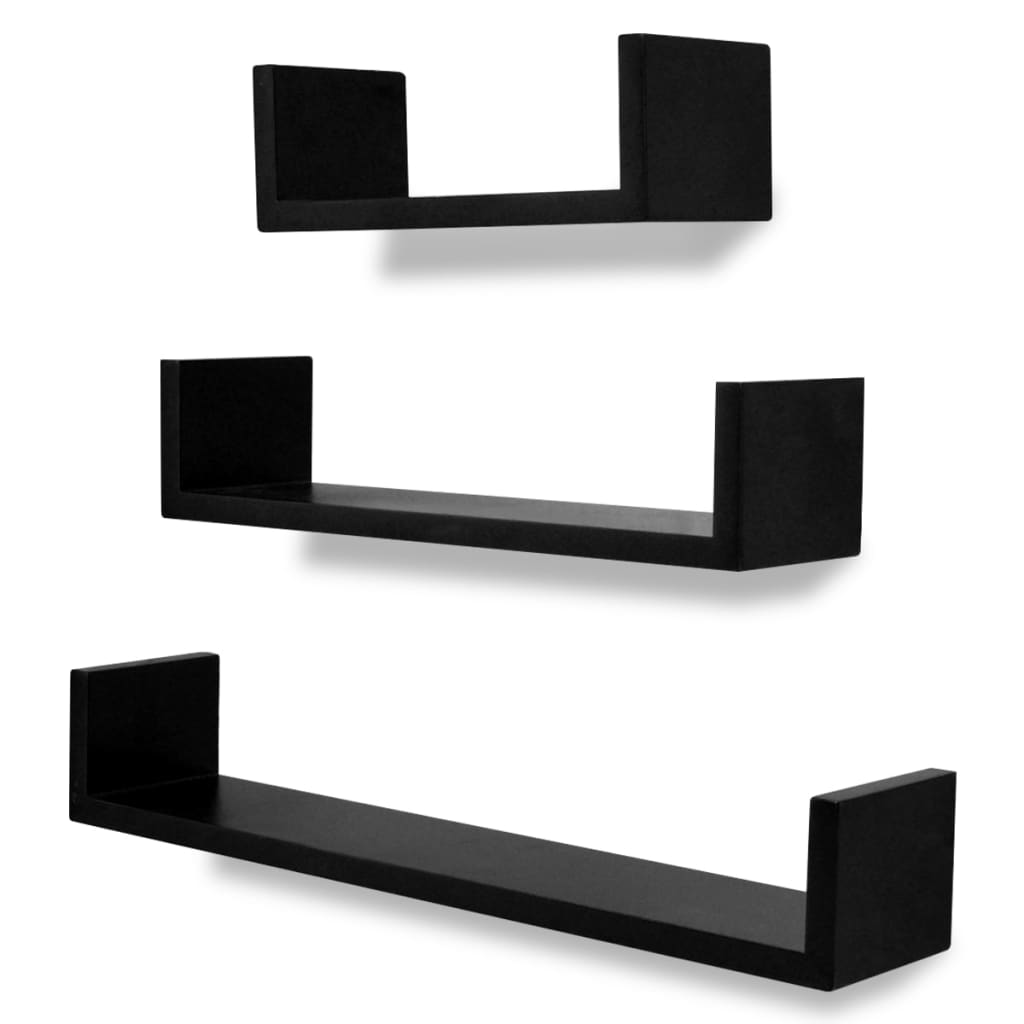 Wall Shelves 6 pcs Black - Newstart Furniture
