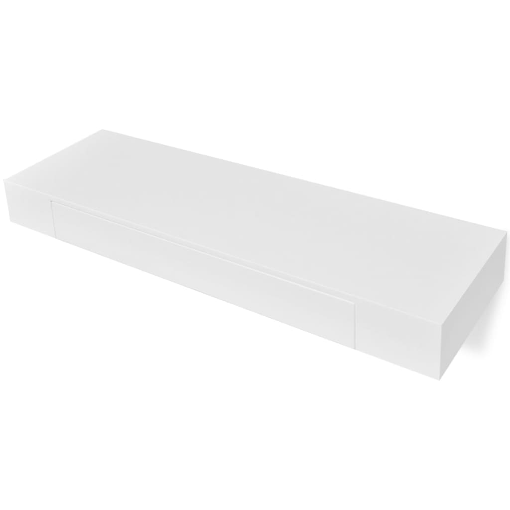 Floating Wall Shelves with Drawers 2 pcs White 80 cm - Newstart Furniture
