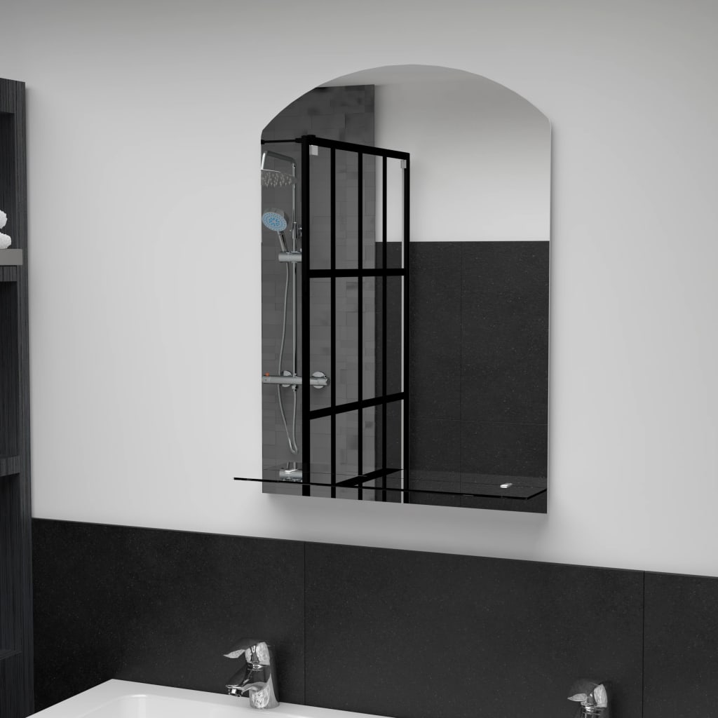 Wall Mirror with Shelf 50x70 cm Tempered Glass - Newstart Furniture
