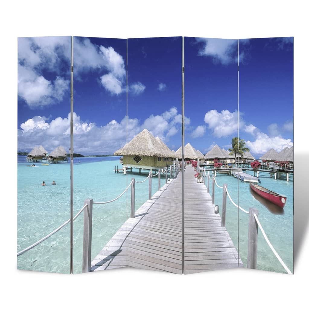 Folding Room Divider Print 200 x 170 Beach - Newstart Furniture