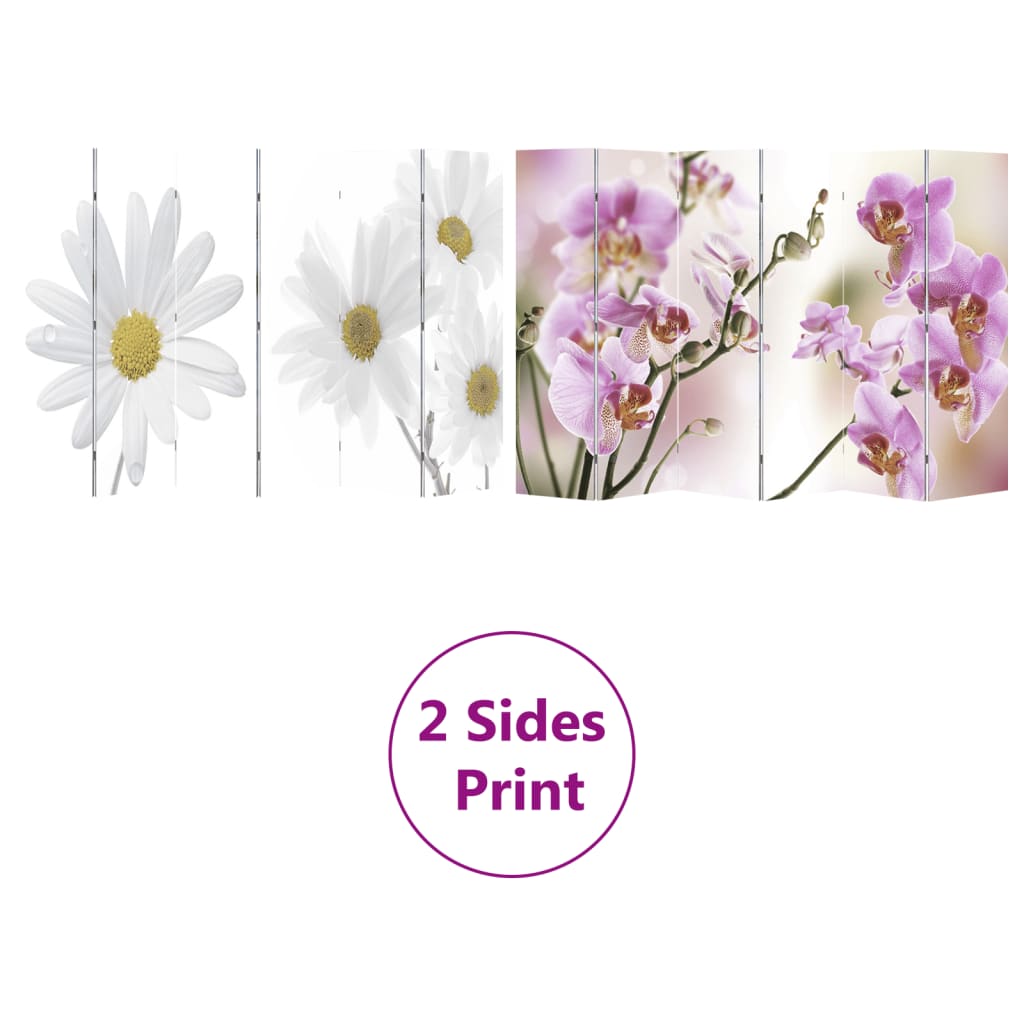Folding Room Divider Print 217x170cm Flower - Newstart Furniture
