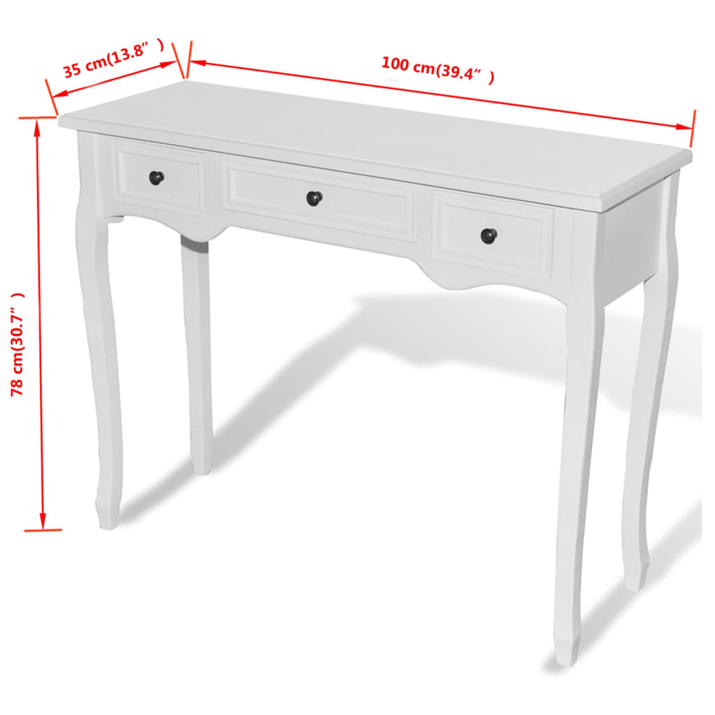Dressing Console Table with Three Drawers White - Newstart Furniture