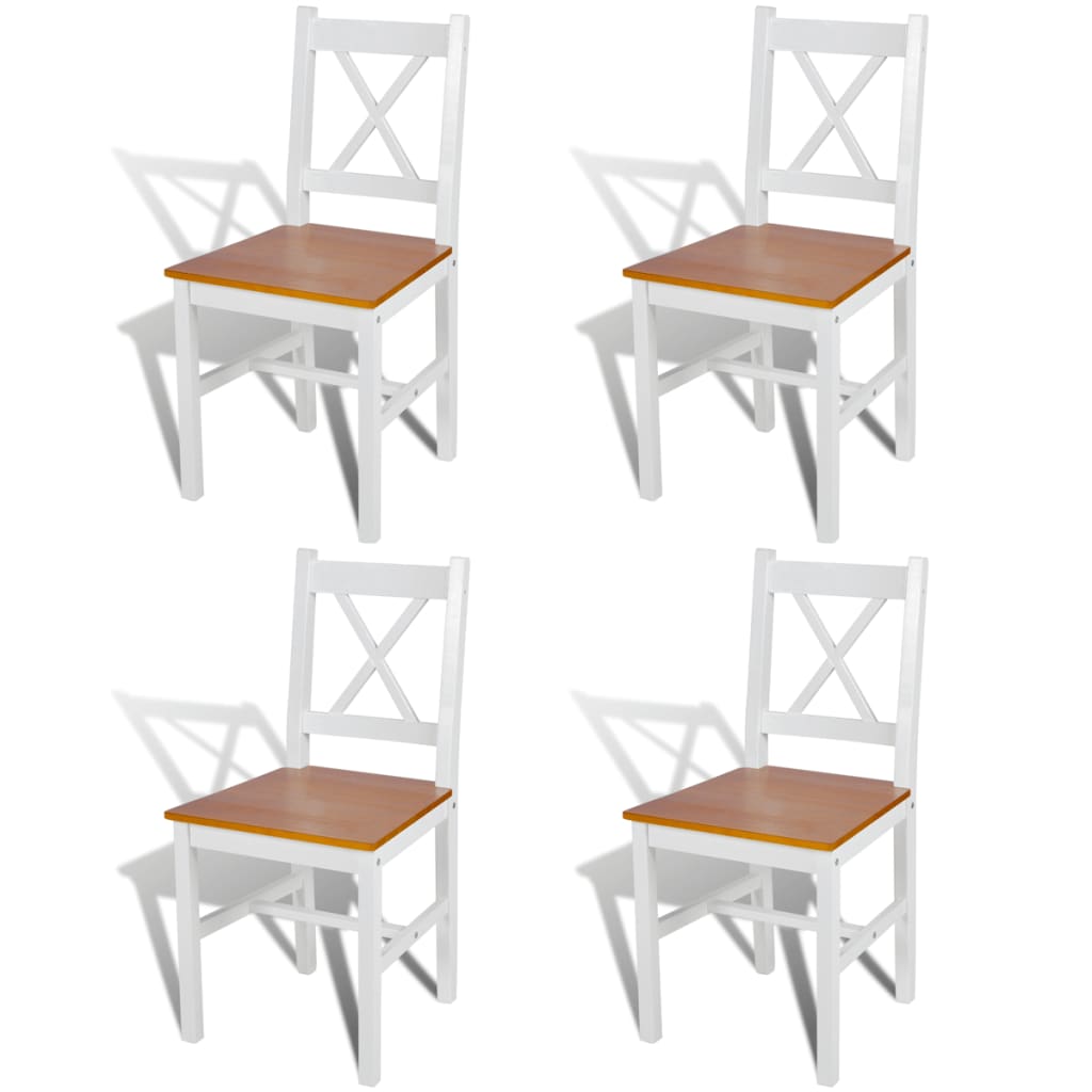Dining Chairs 4 pcs White Pinewood - Newstart Furniture