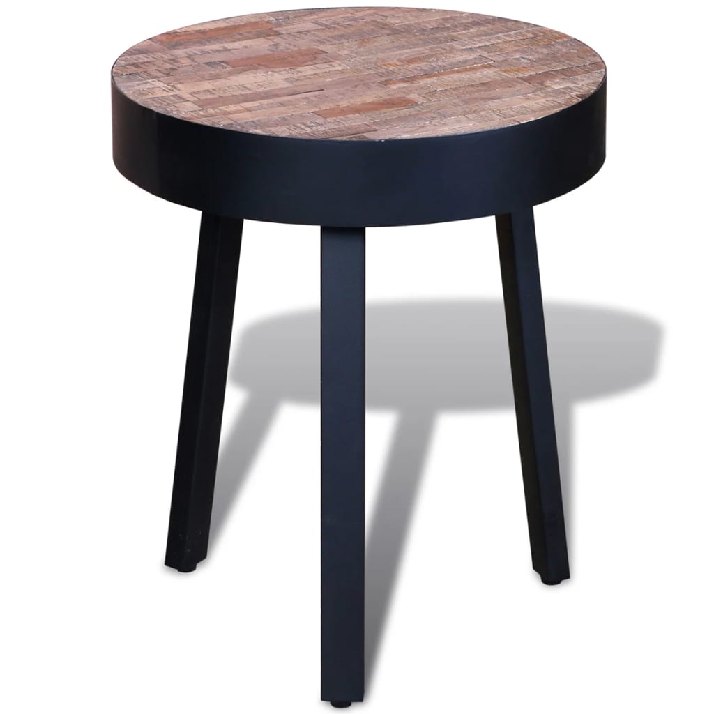End Table Round Reclaimed Teak Wood - Newstart Furniture