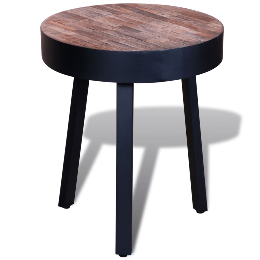End Table Round Reclaimed Teak Wood - Newstart Furniture