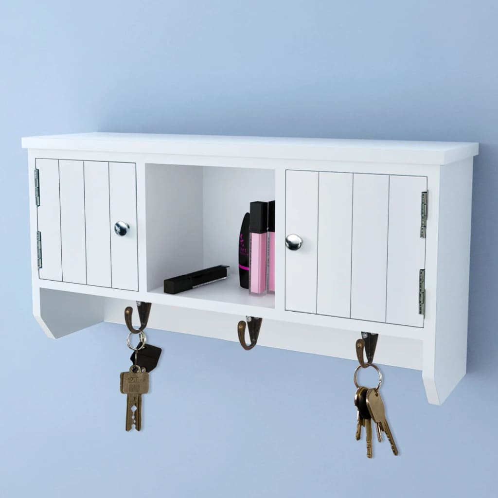 Wall Cabinet for Keys and Jewellery with Doors and Hooks - Newstart Furniture