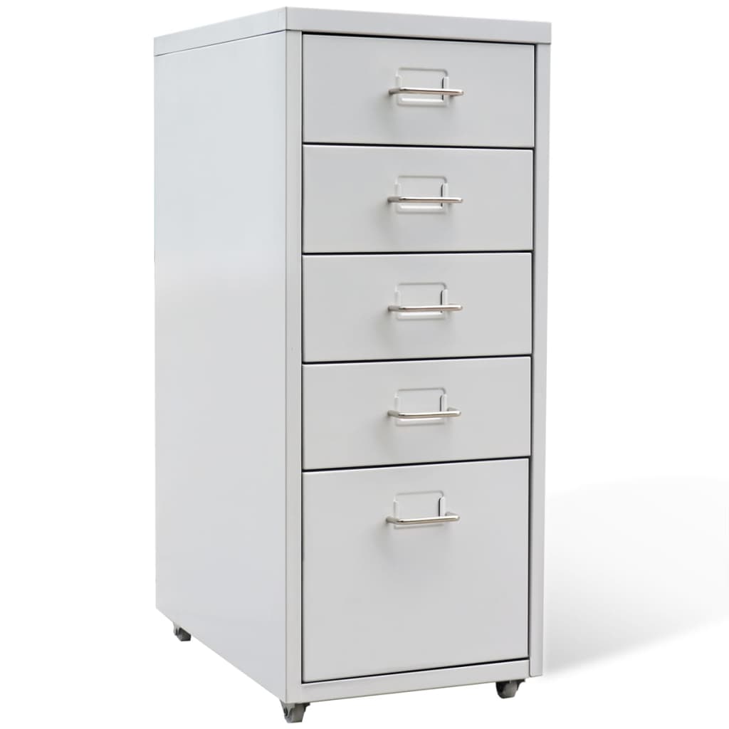 File Cabinet with 5 Drawers Grey 68.5 cm Steel - Newstart Furniture