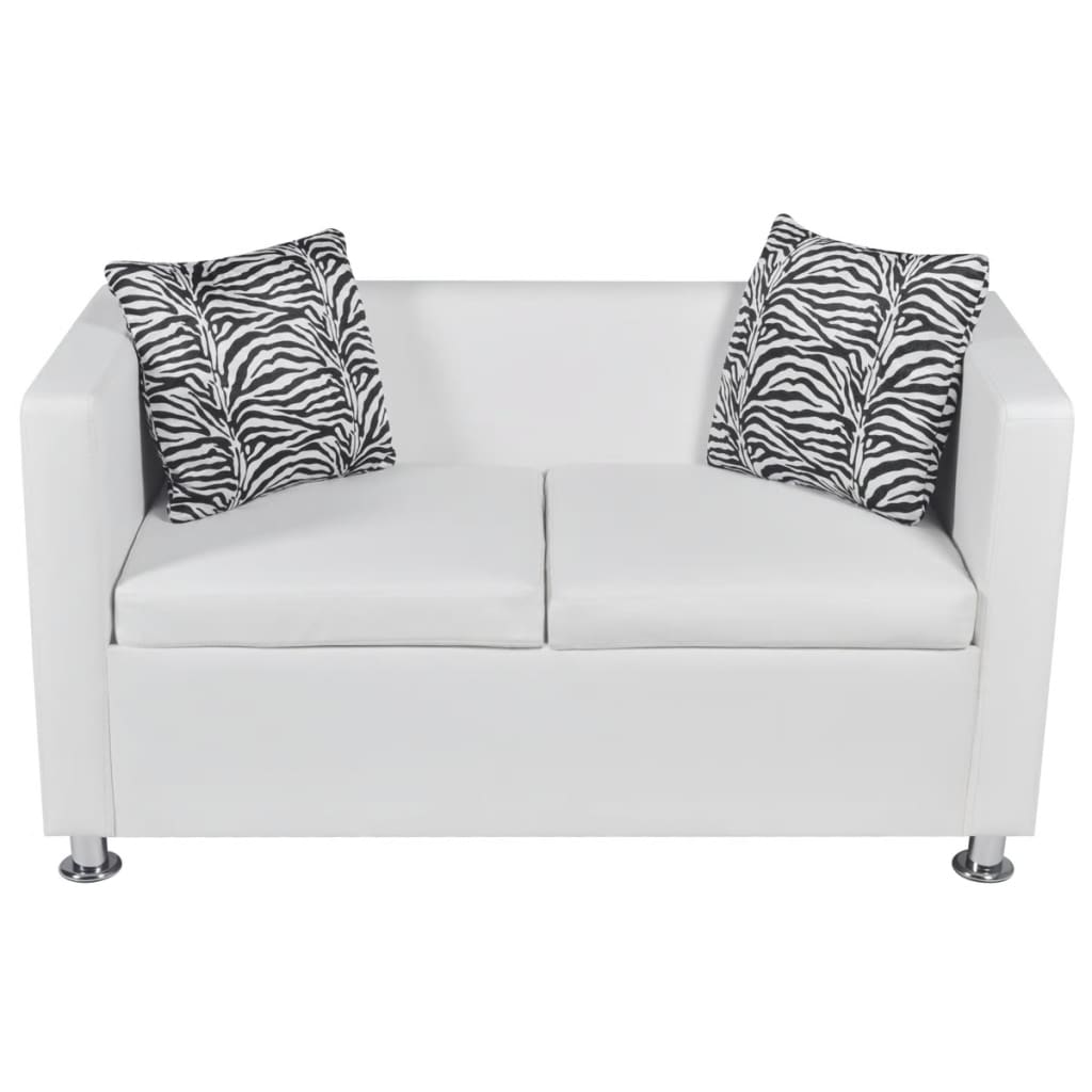 Sofa 2-Seater Artificial Leather White - Newstart Furniture
