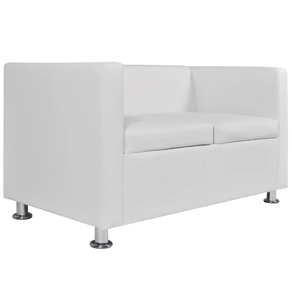 Sofa 2-Seater Artificial Leather White - Newstart Furniture