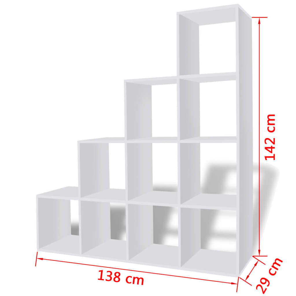 Staircase Bookcase/Display Shelf 142 cm White - Newstart Furniture