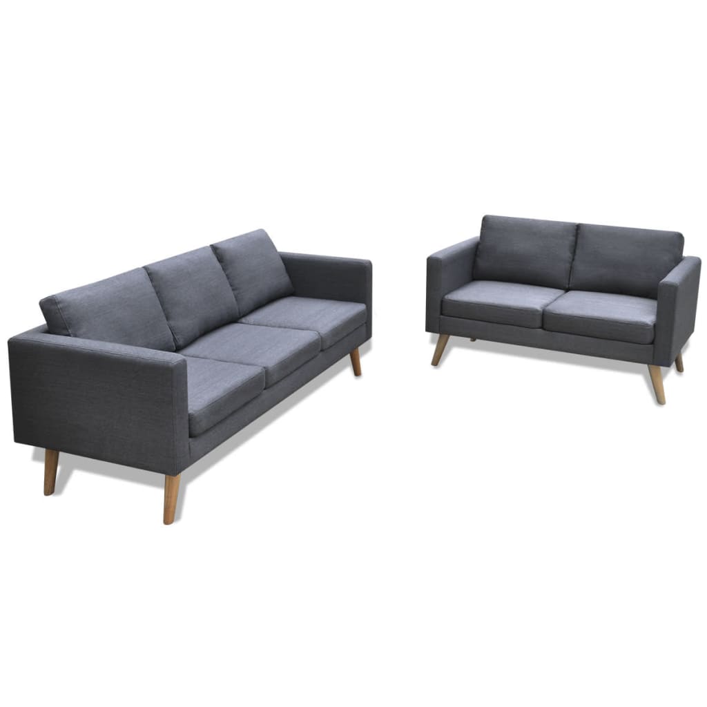 Sofa Set 2-Seater and 3-Seater Fabric Dark Grey - Newstart Furniture