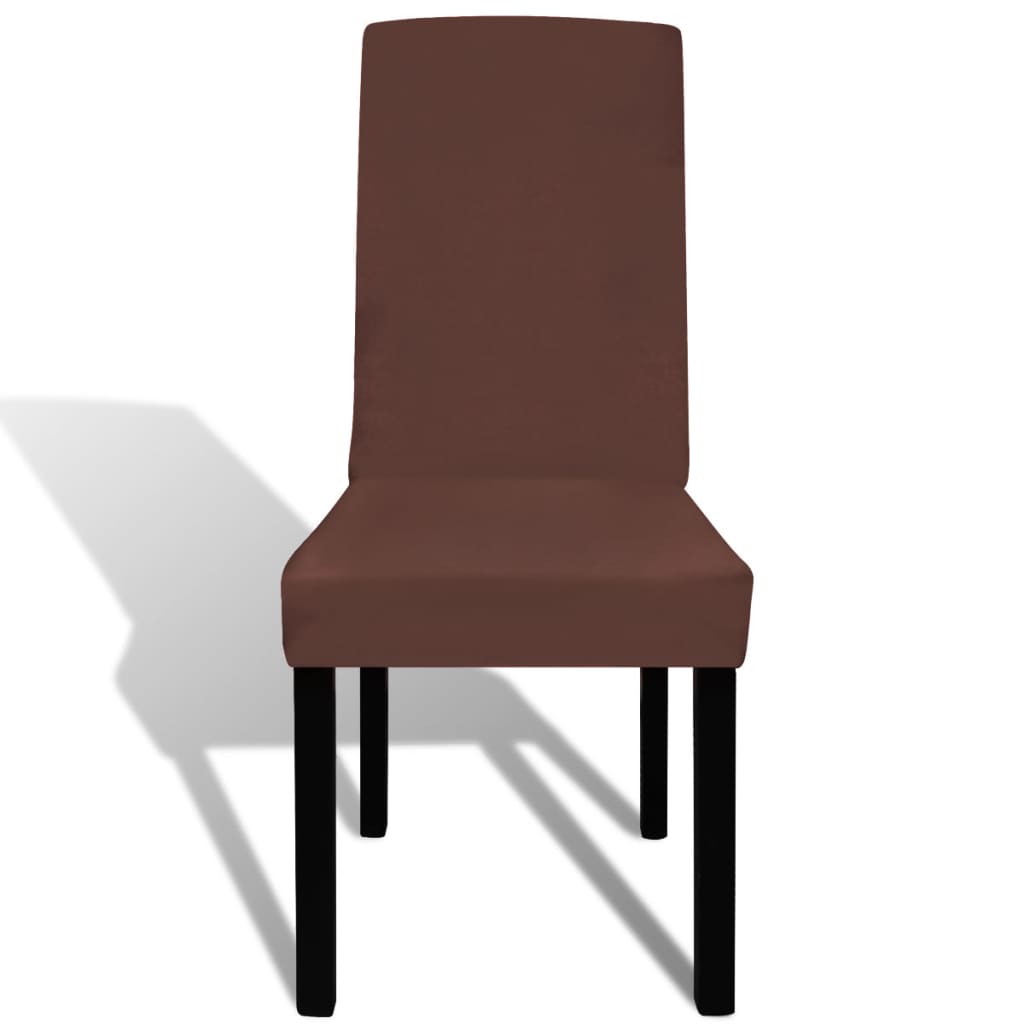 Straight Stretchable Chair Cover 6 pcs Brown - Newstart Furniture
