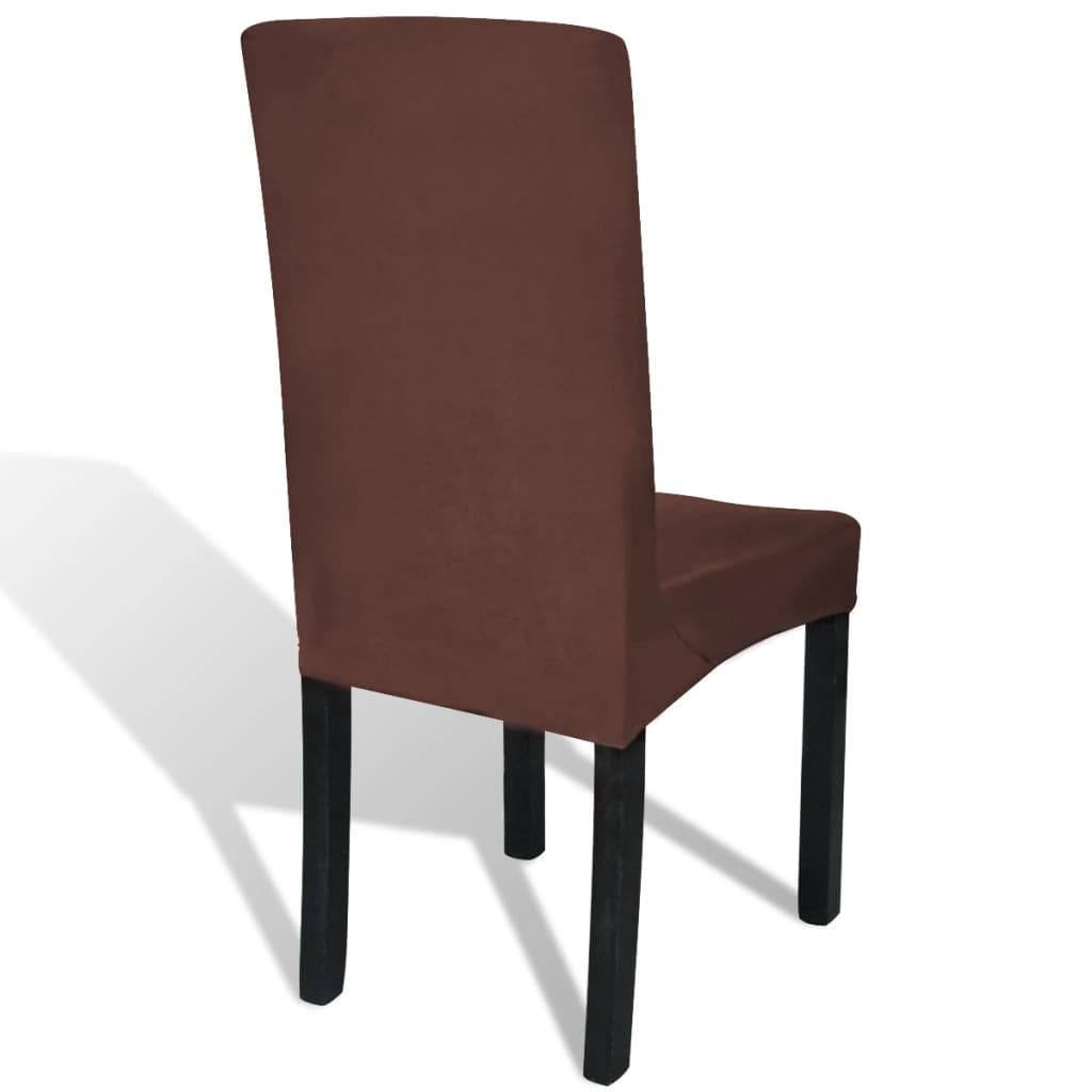 Straight Stretchable Chair Cover 6 pcs Brown - Newstart Furniture
