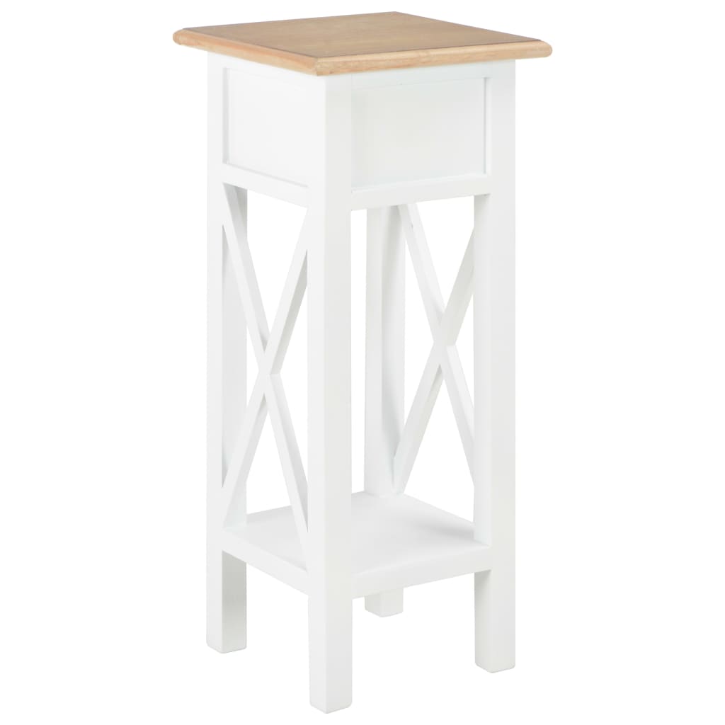 Side Table White 27x27x65.5 cm Wood - Newstart Furniture