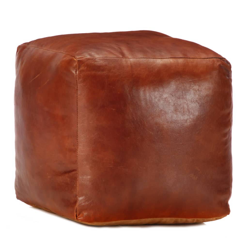 Pouffe Tan 40x40x40 cm Genuine Goat Leather - Newstart Furniture
