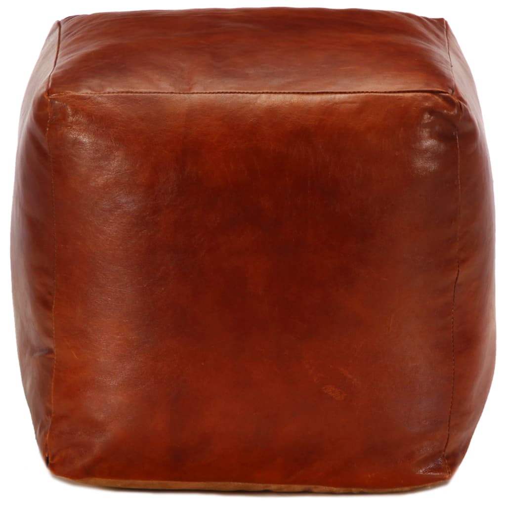 Pouffe Tan 40x40x40 cm Genuine Goat Leather - Newstart Furniture