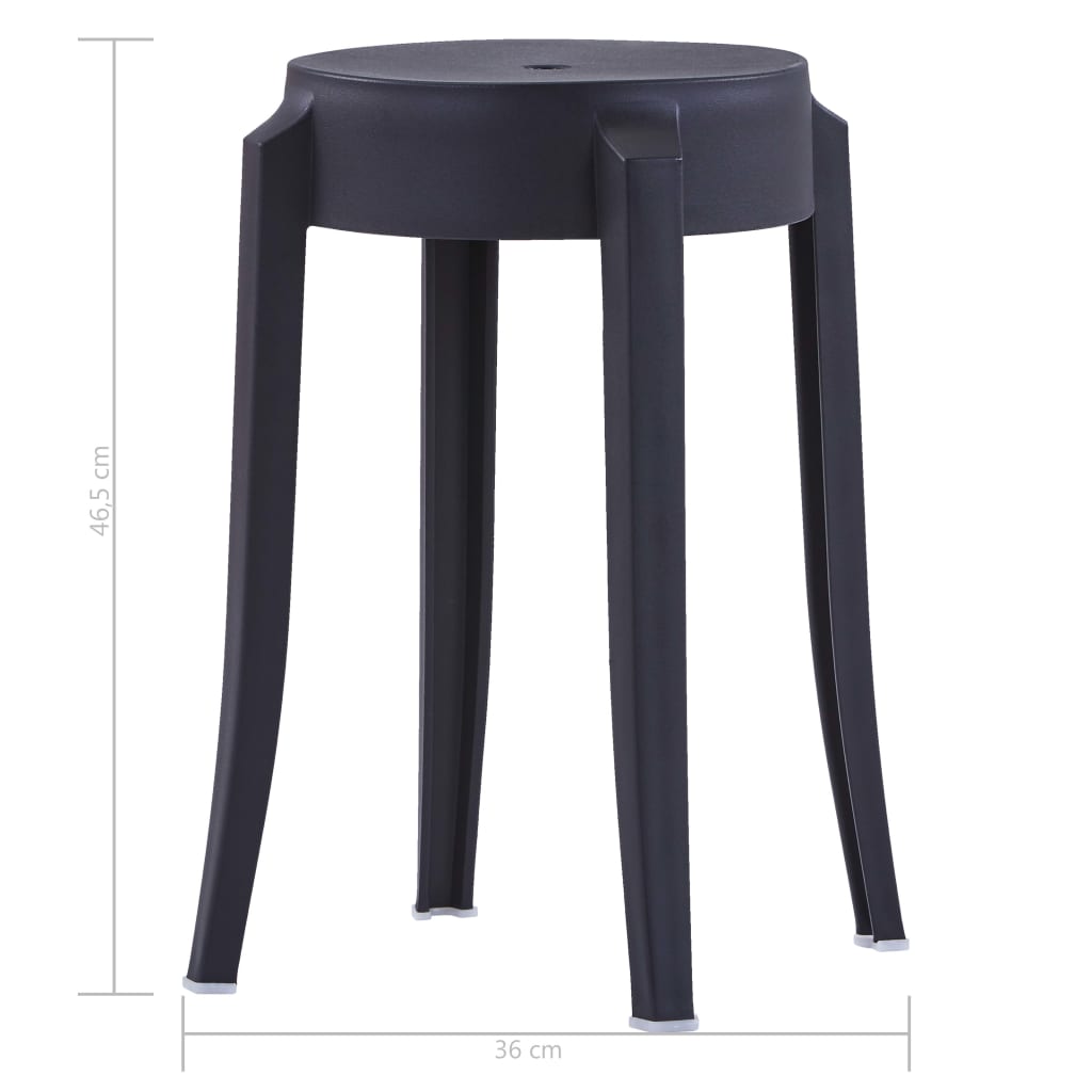 Stackable Stools 4 pcs Black Plastic - Newstart Furniture