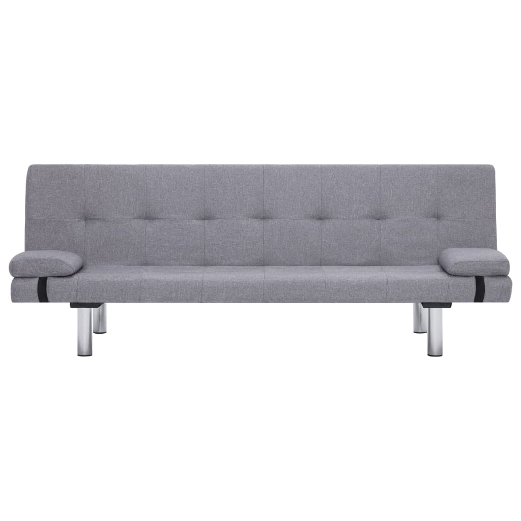 Sofa Bed with Two Pillows Light Grey Polyester - Newstart Furniture