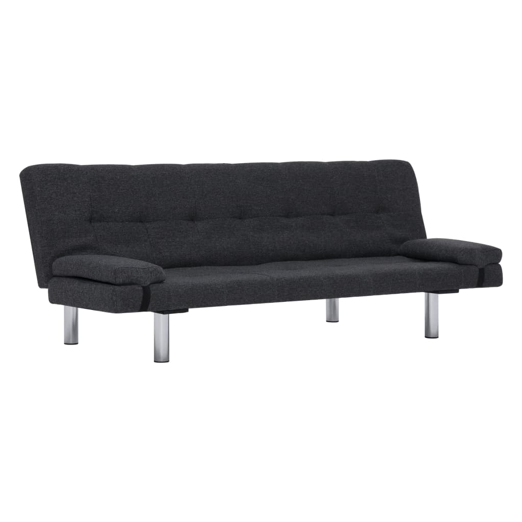 Sofa Bed with Two Pillows Dark Grey Polyester - Newstart Furniture
