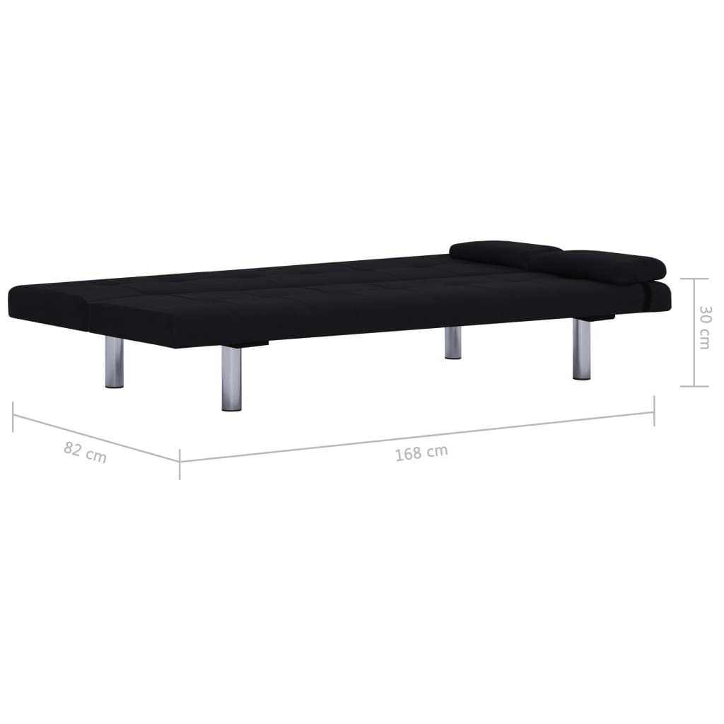 Sofa Bed with Two Pillows Black Polyester - Newstart Furniture