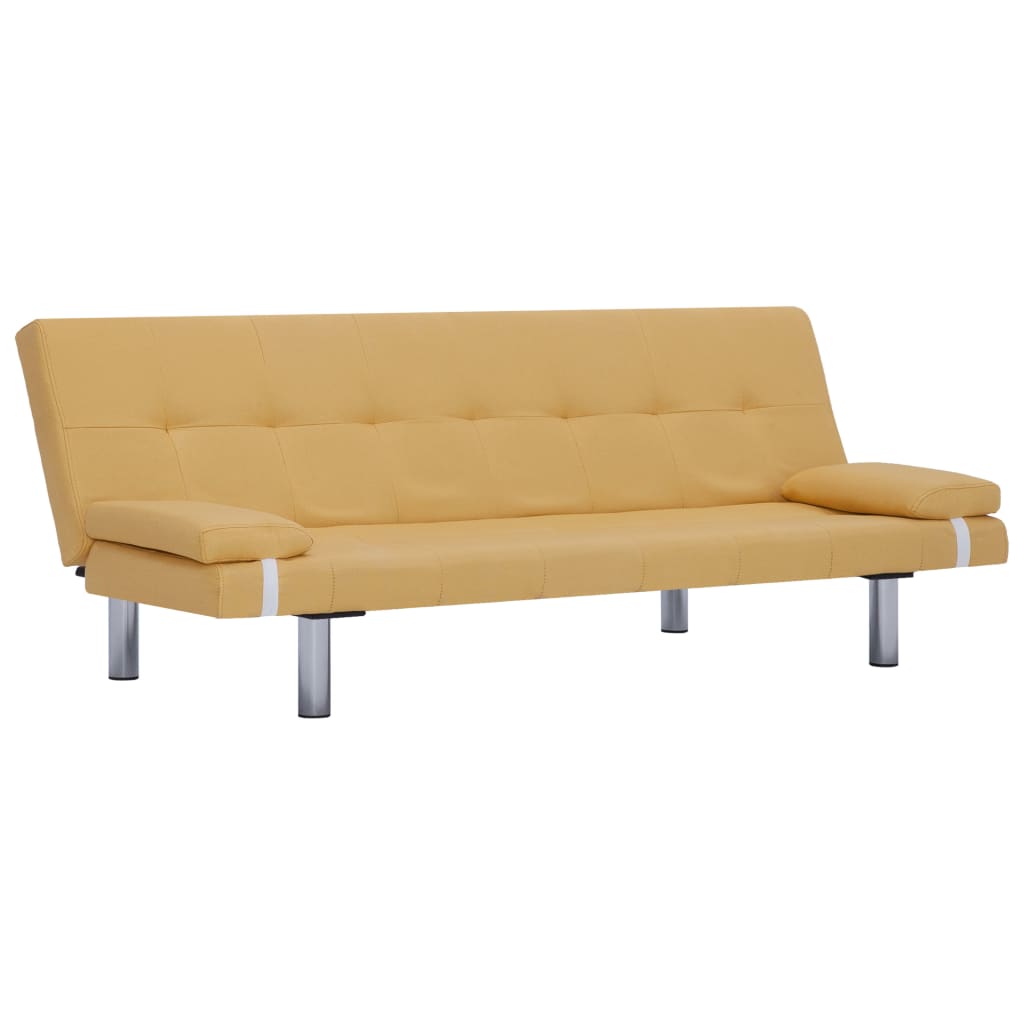 Sofa Bed with Two Pillows Yellow Polyester - Newstart Furniture