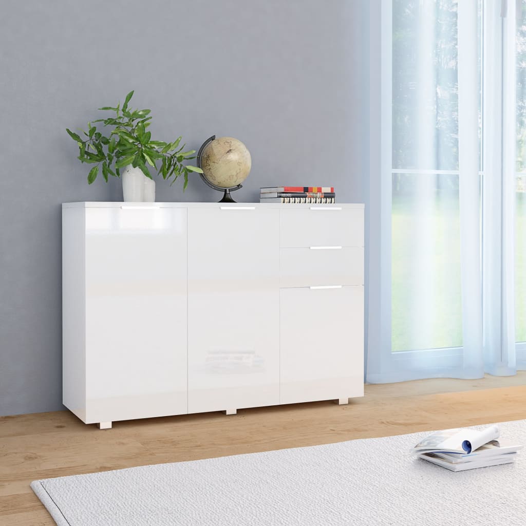 Sideboard High Gloss White 107x35x80.5 cm - Newstart Furniture