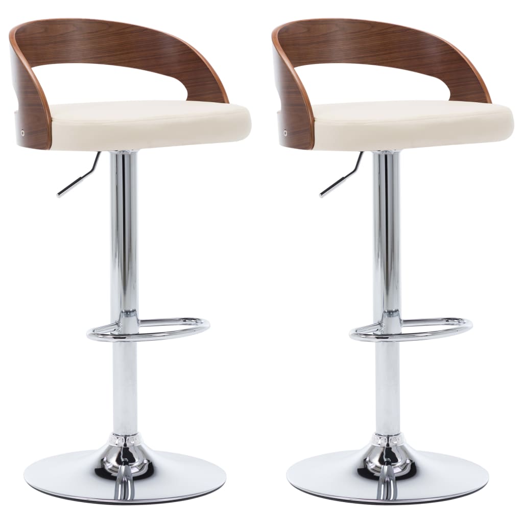 Bar Stools 2 pcs Cream Faux Leather and Bentwood - Newstart Furniture