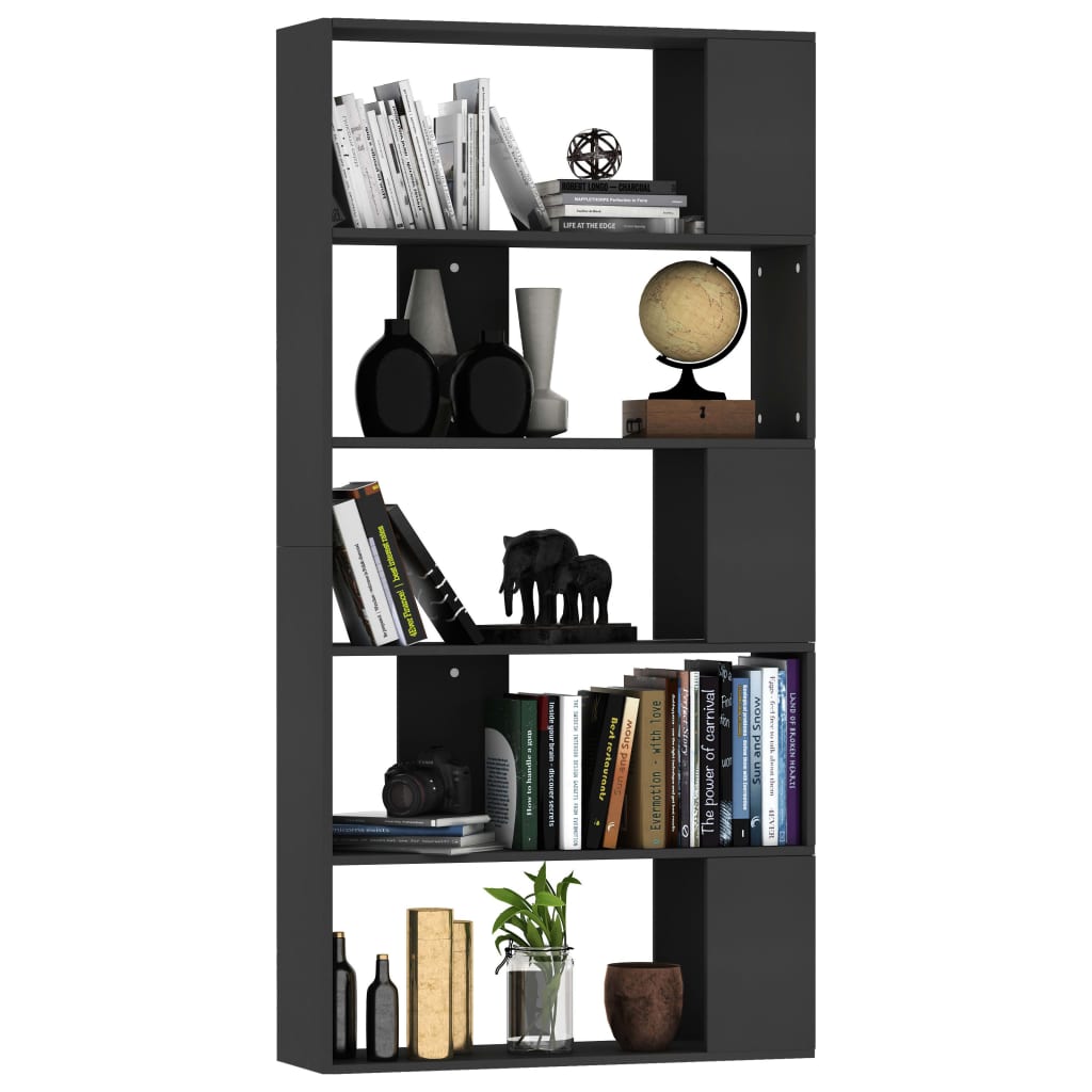 Book Cabinet/Room Divider Black 80x24x159 cm Engineered Wood - Newstart Furniture