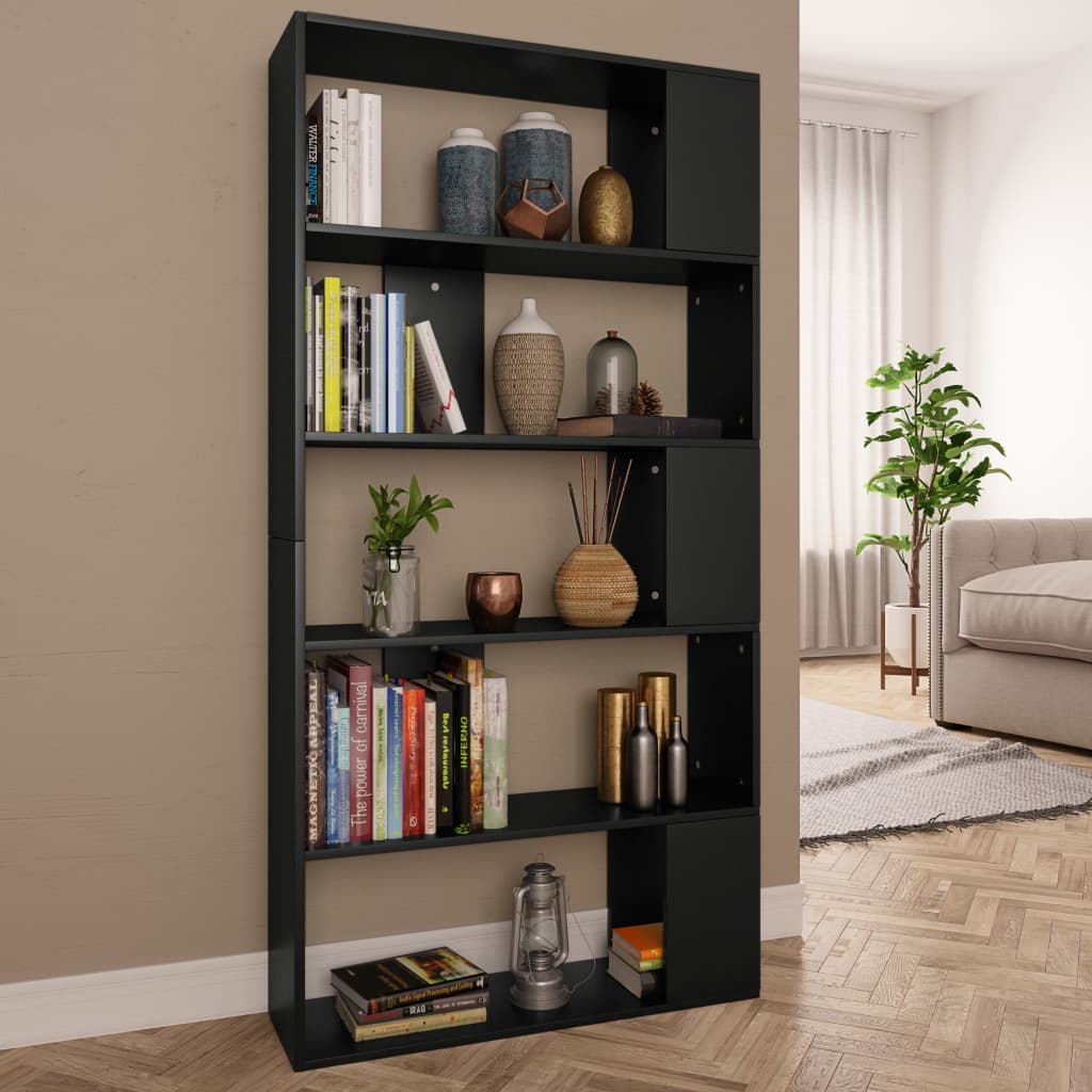 Book Cabinet/Room Divider Black 80x24x159 cm Engineered Wood - Newstart Furniture